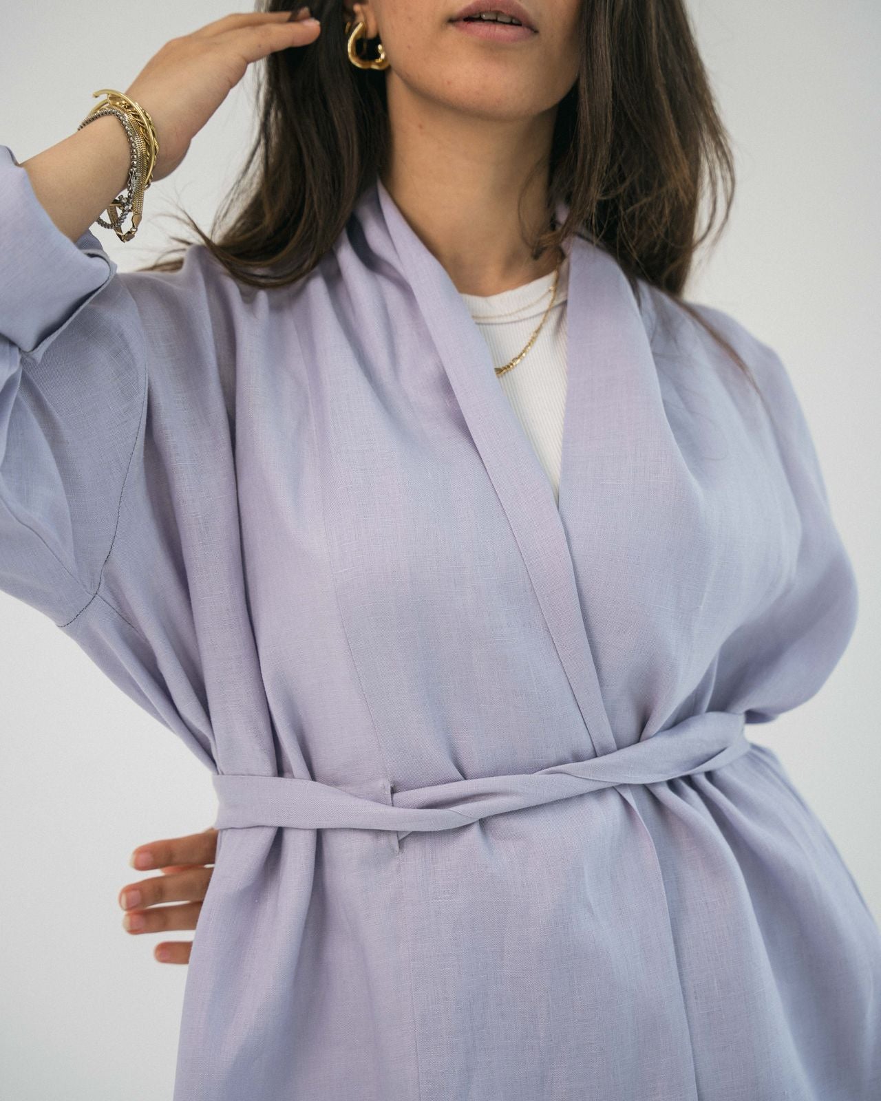 Linen Cardigan Lilac