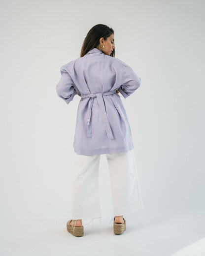 Linen Cardigan Lilac