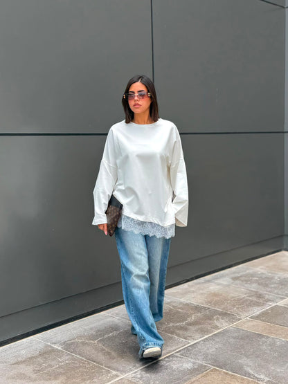 Cotton lace white top